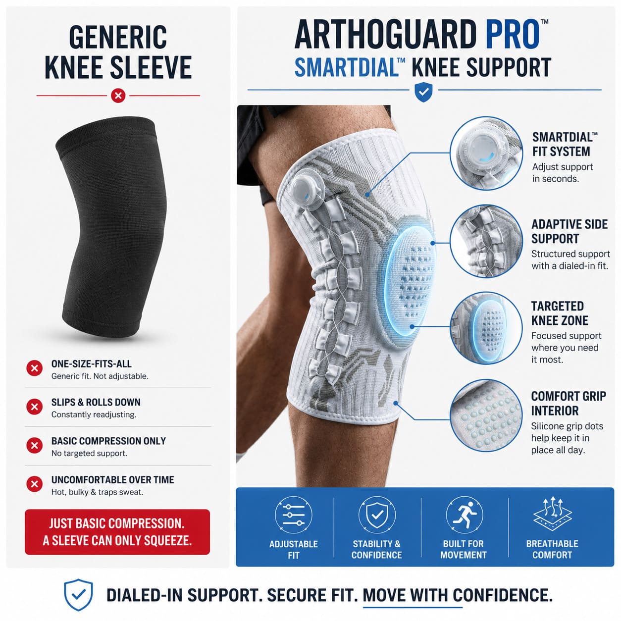 KINFORTA Pro SmartDial™ Adjustable Knee Support