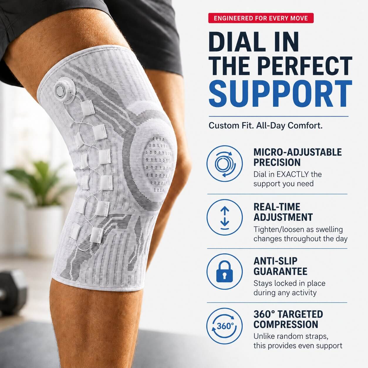 KINFORTA Pro SmartDial™ Adjustable Knee Support