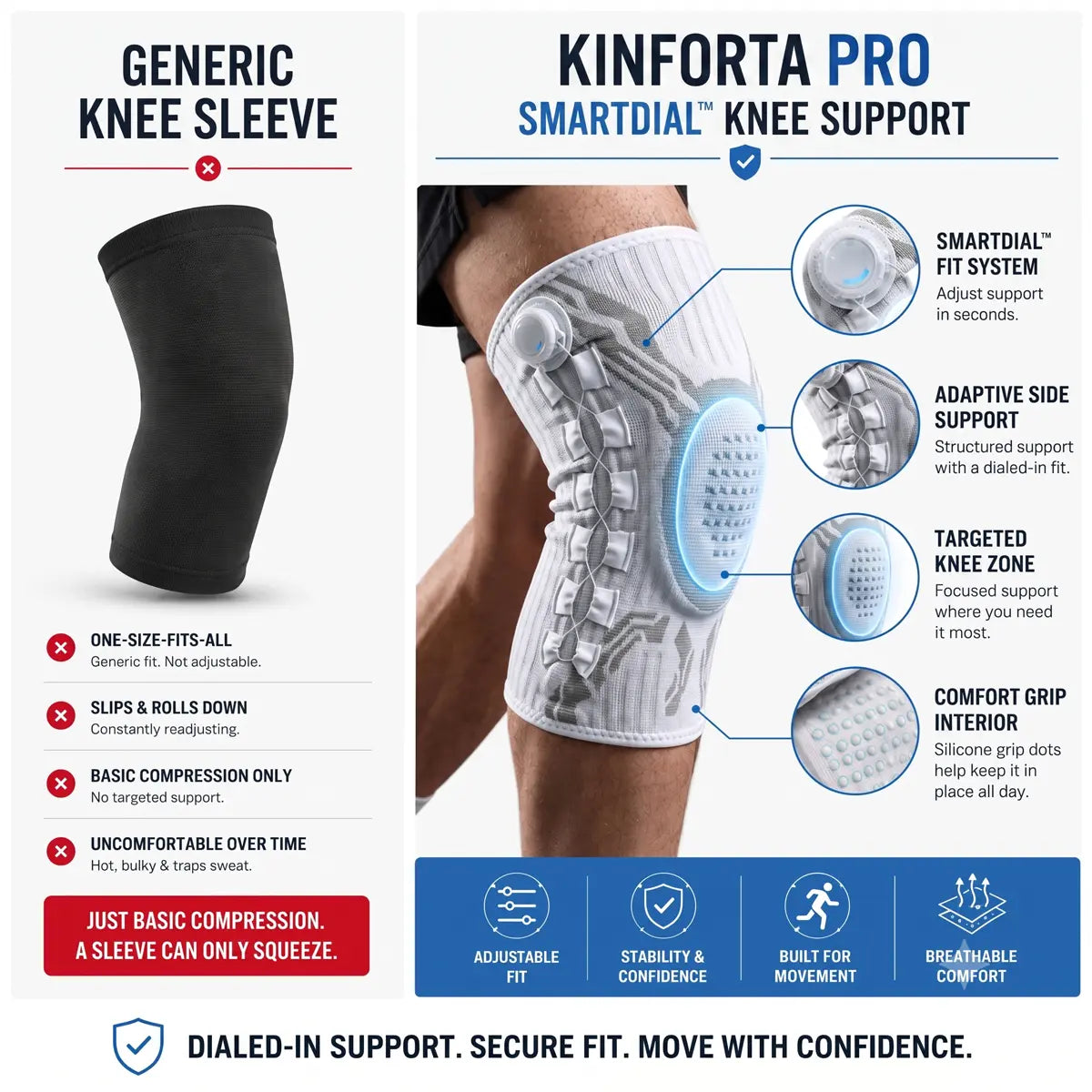 KINFORTA Pro SmartDial™ Adjustable Knee Support